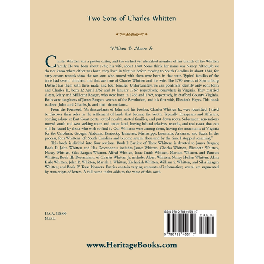 back cover of Two Sons of Charles Whitten