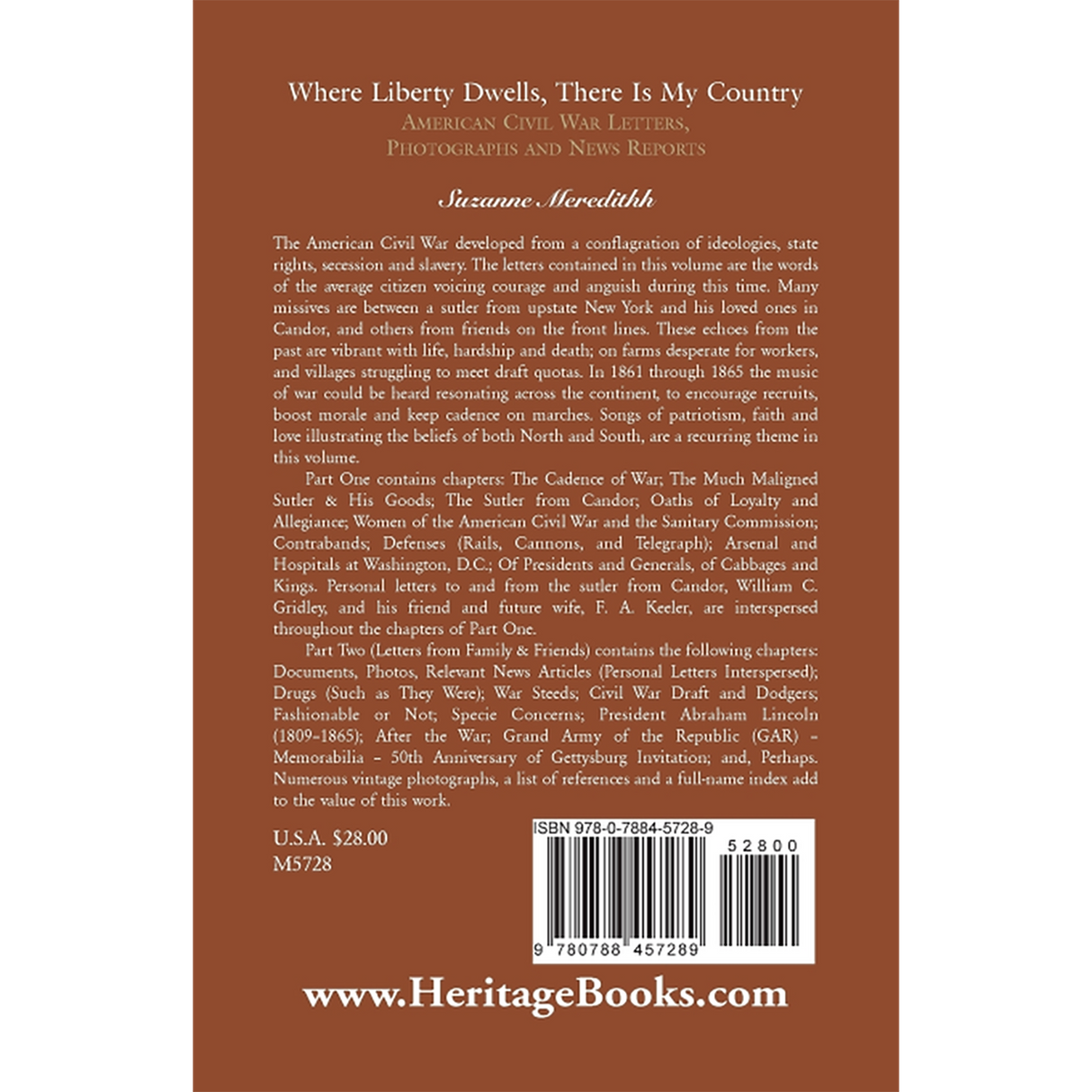 Where Liberty Dwells, There Is My Country: American Civil War Letters, Photographs and News Reports back cover