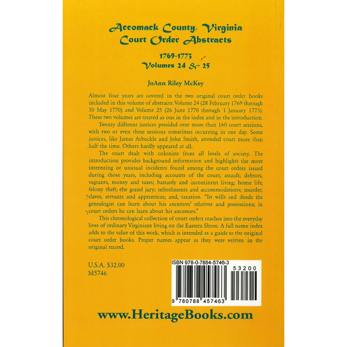 Accomack County, Virginia Court Order Abstracts, Volumes 24 and 25: 1769-1773 back cover