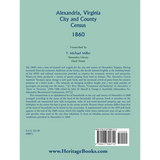 Alexandria, Virginia City and County Census, 1860 back cover