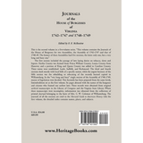 Journals of the House of Burgesses of Virginia, 1742-1747, 1748-1749 back cover