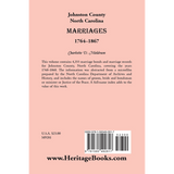 Johnston County, North Carolina Marriages, 1764-1867 back cover