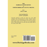 Marriage License Bonds of Northumberland County, Virginia from 1783 to 1850 back cover