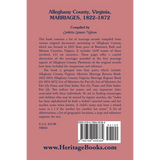 Alleghany County, Virginia, Marriages, 1822-1872 back cover