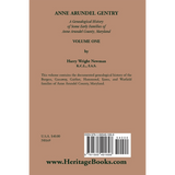 Anne Arundel Gentry, A Genealogical History of Some Early Families of Anne Arundel County, Maryland, Volume 1 back cover