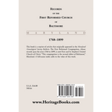 Records of the First Reformed Church of Baltimore [Maryland], 1768-1899 back cover