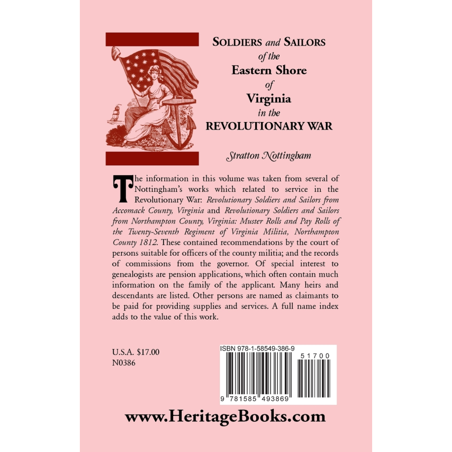 Soldiers and Sailors of the Eastern Shore of Virginia in the Revolutionary War back cover