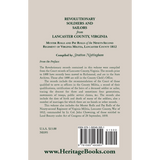 Revolutionary Soldiers and Sailors from Lancaster County, Virginia back cover