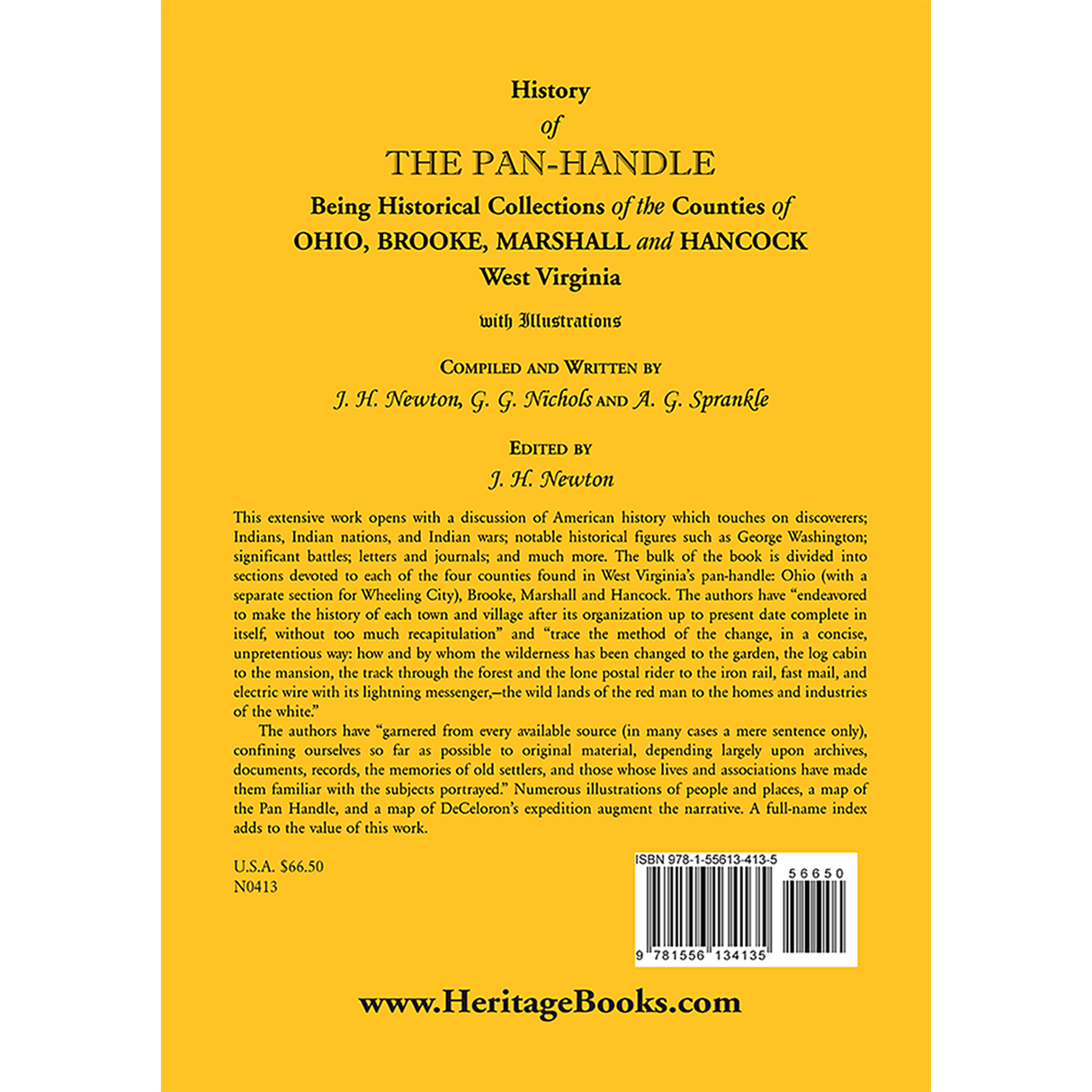 History of the Pan-Handle; Being Historical Collections of the Counties of Ohio, Brooke, Marshall and Hancock, West Virginia back cover