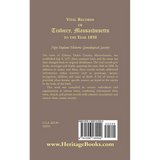 Vital Records of Tisbury, Massachusetts to the year 1850 back cover