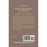 Vital Records of Tisbury, Massachusetts to the year 1850 back cover