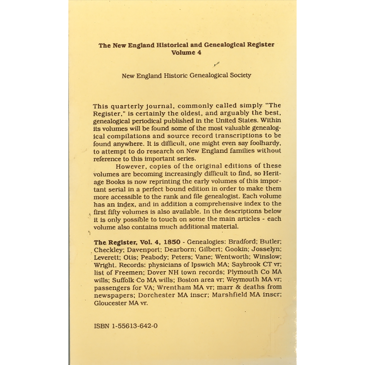 The New England Historical and Genealogical Register, Volume 4, 1850 back cover