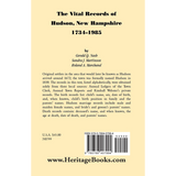 The Vital Records of Hudson, New Hampshire, 1734-1985 back cover