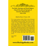 The Birth, Marriage and Death Register, Church Records and Epitaphs of Lancaster, Massachusetts, 1643-1850 back cover