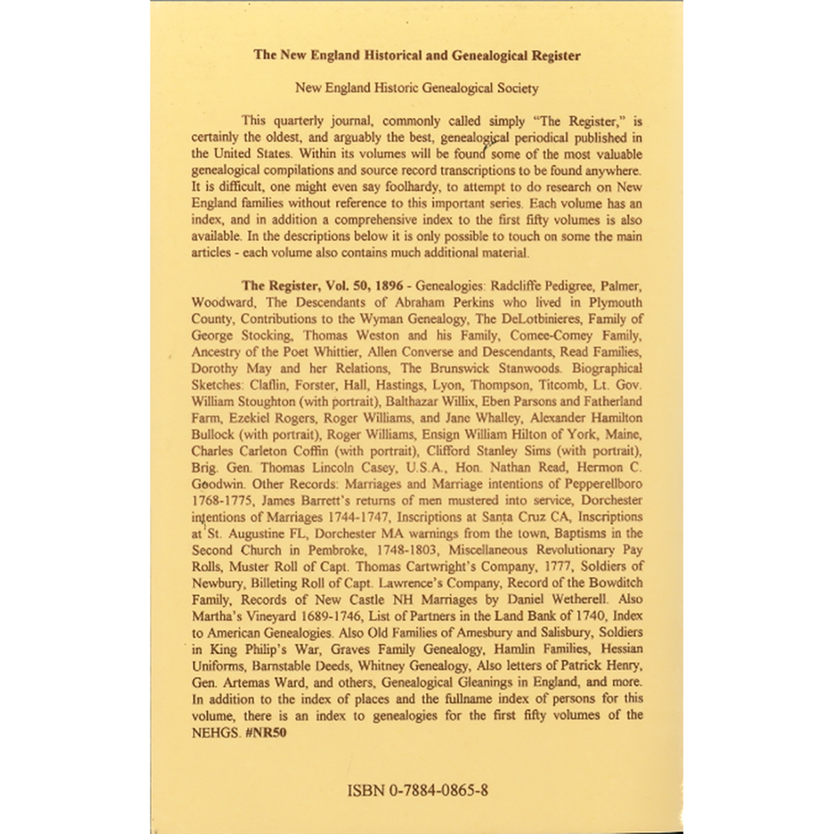 The New England Historical and Genealogical Register, Volume 50, 1896 back cover