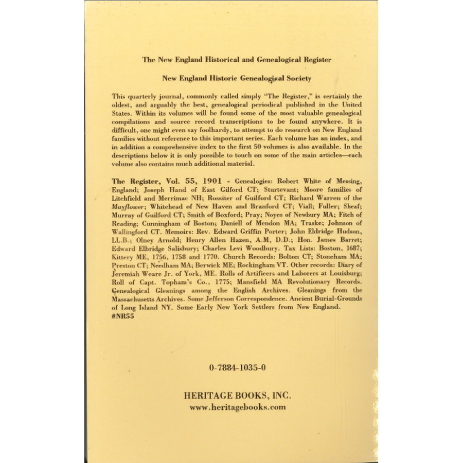 The New England Historical and Genealogical Register, Volume 55, 1901 back cover