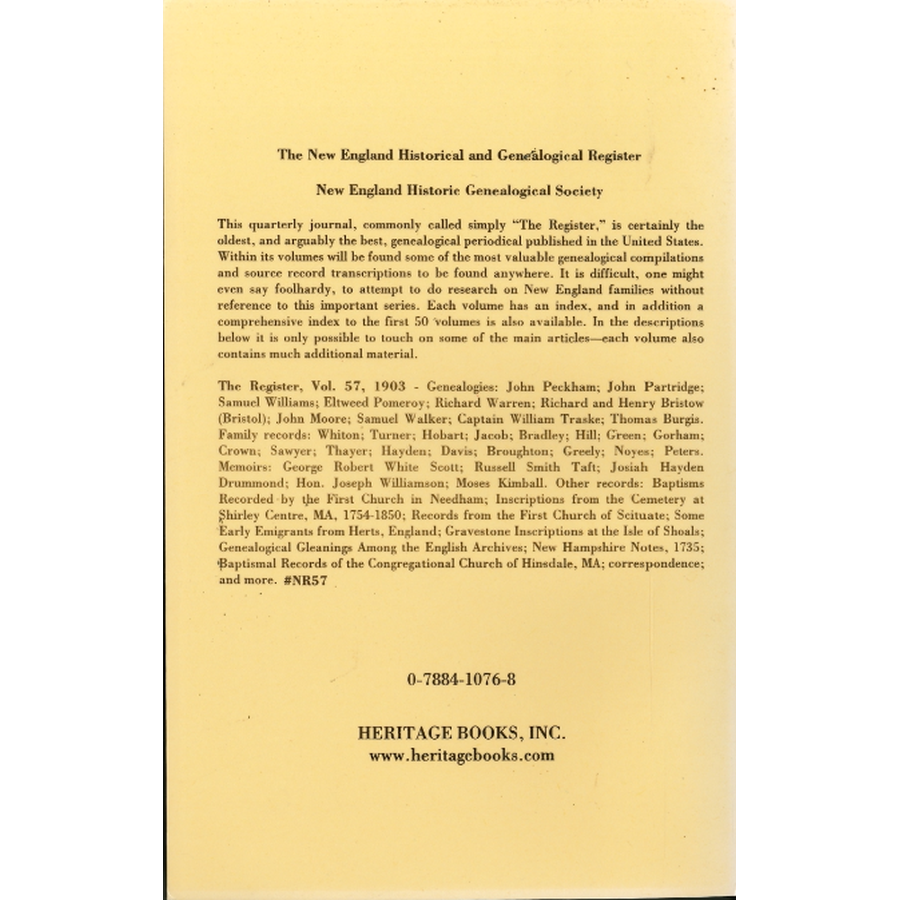 The New England Historical and Genealogical Register, Volume 57, 1903 back cover