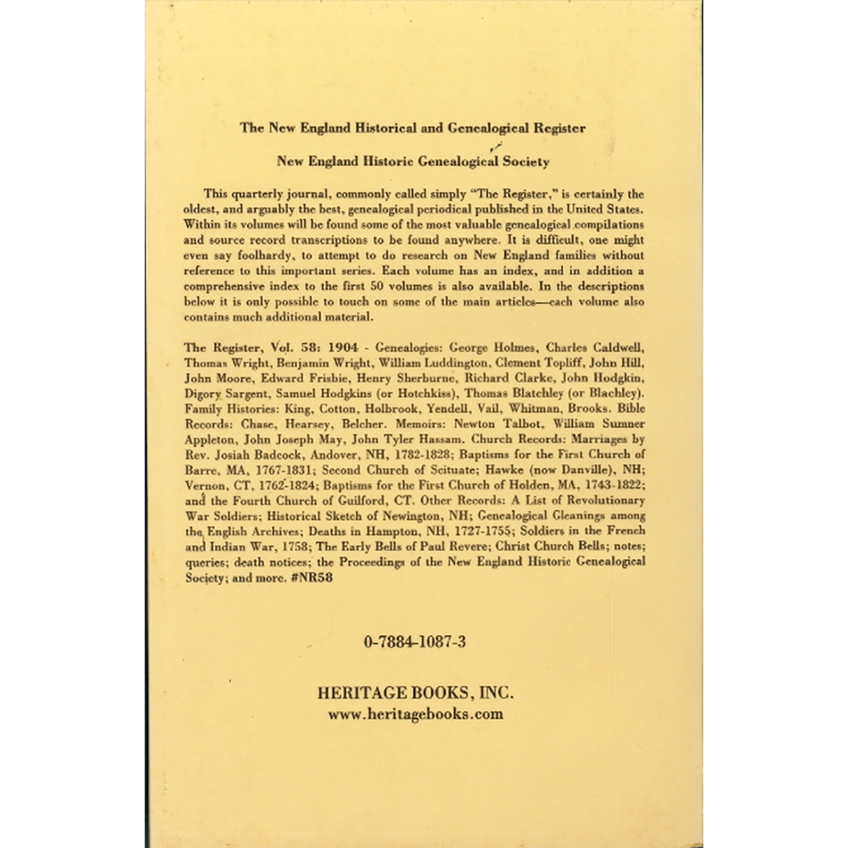 The New England Historical and Genealogical Register, Volume 58, 1904 back cover