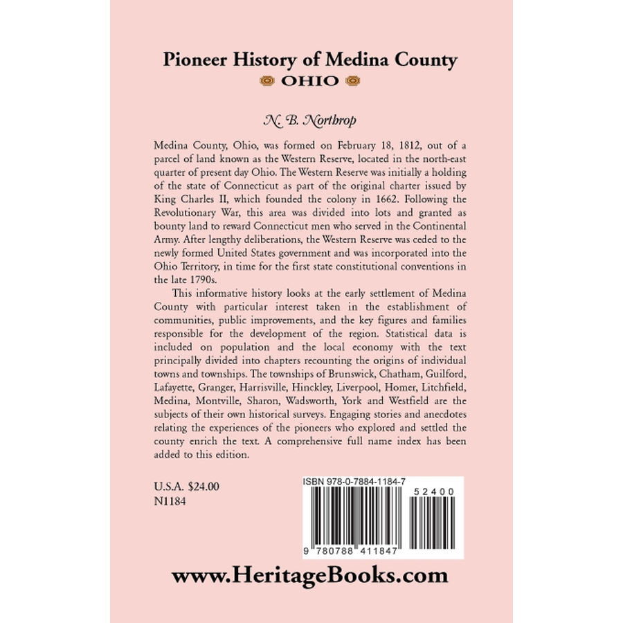 Pioneer History of Medina County, Ohio back cover
