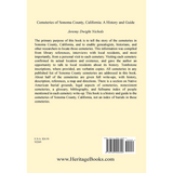 Cemeteries of Sonoma County, California: A History and Guide back cover