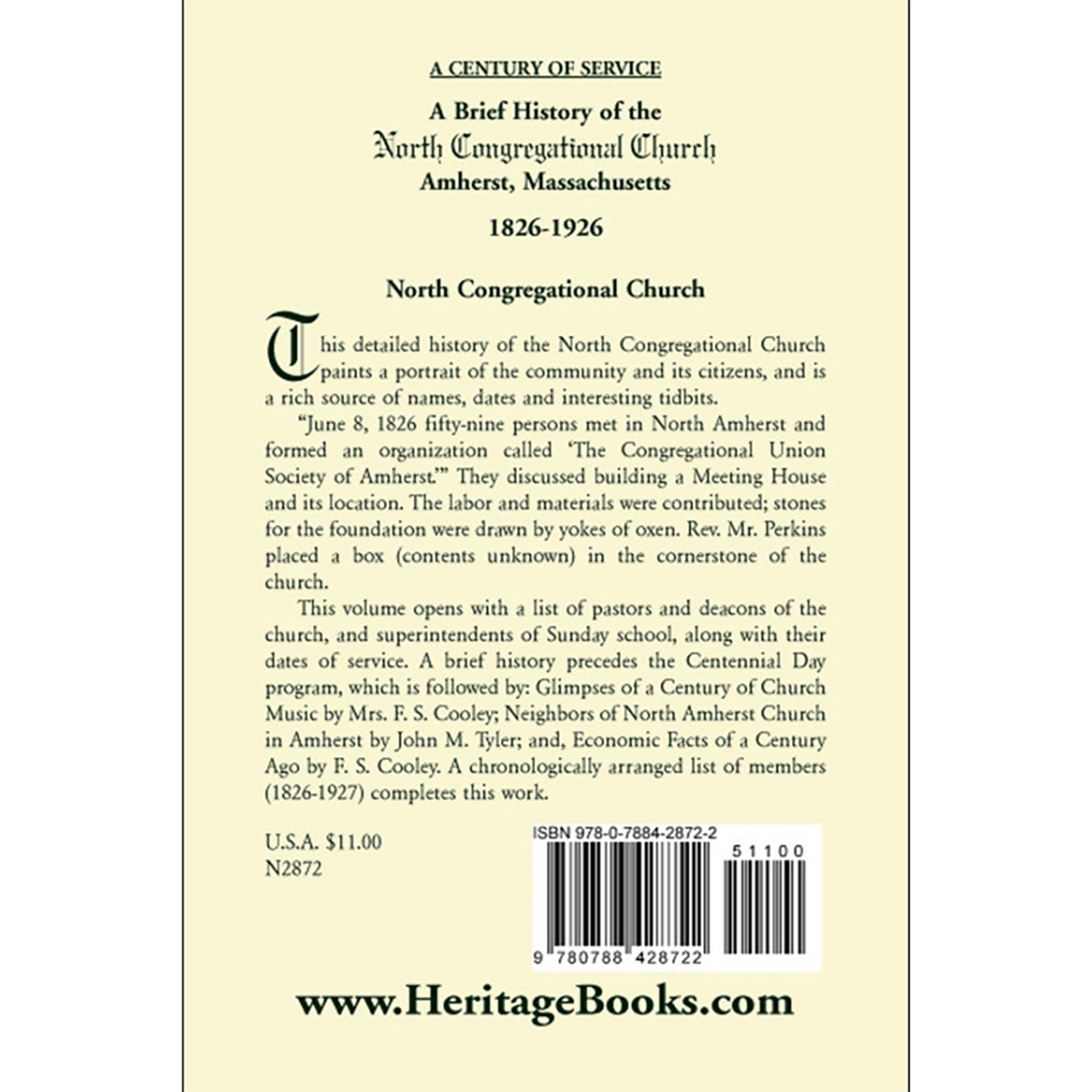 A Brief History of the North Congregational Church, Amherst, Massachusetts