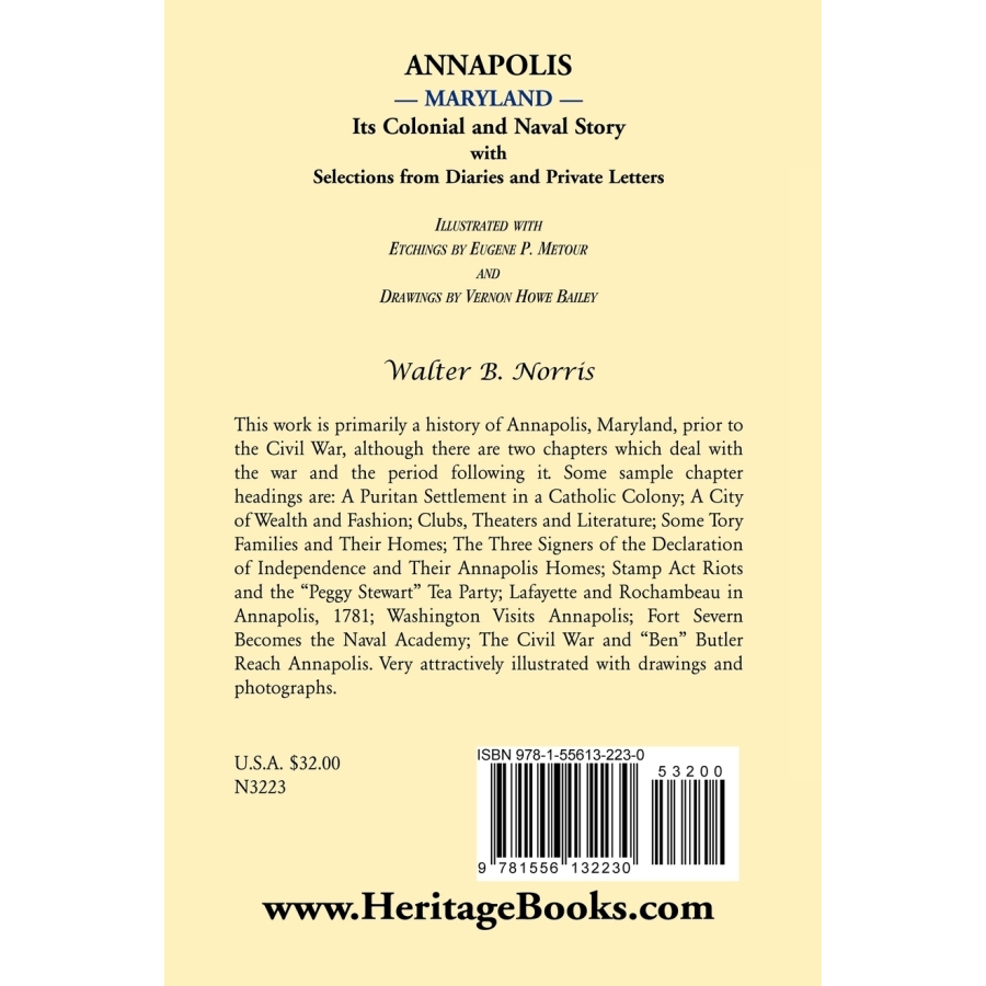 back cover of Annapolis: Its Colonial and Naval Story, With Selections from Diaries and Private Letters