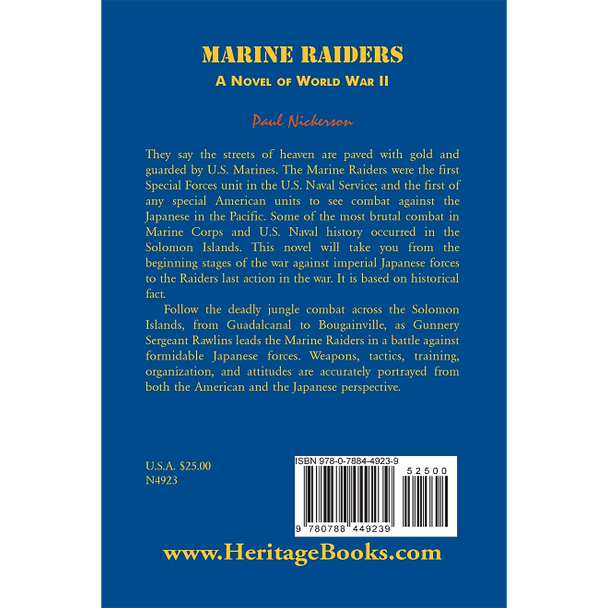 Marine Raiders: A Novel of World War II back cover
