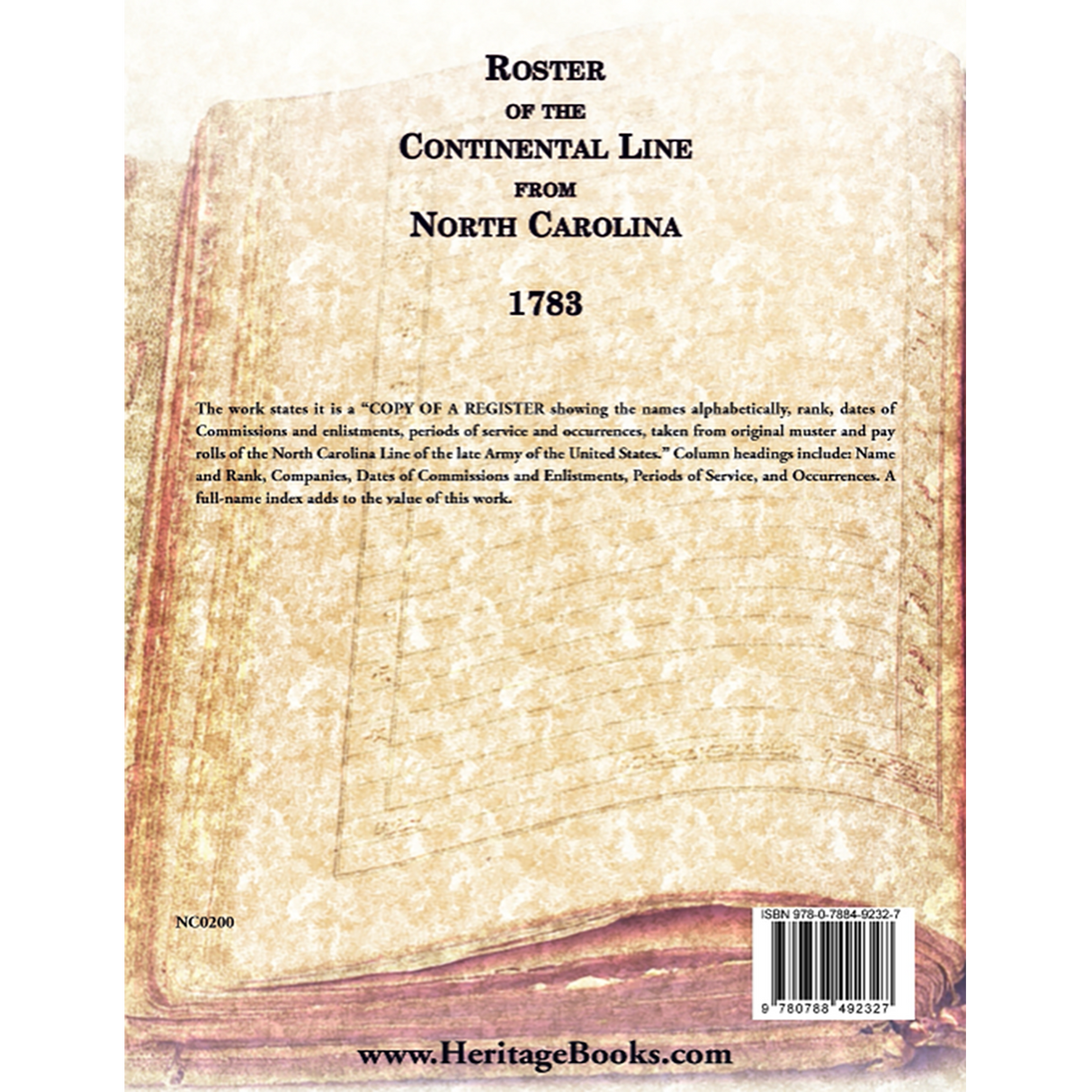 Roster of the Continental Line from North Carolina, 1783 back cover