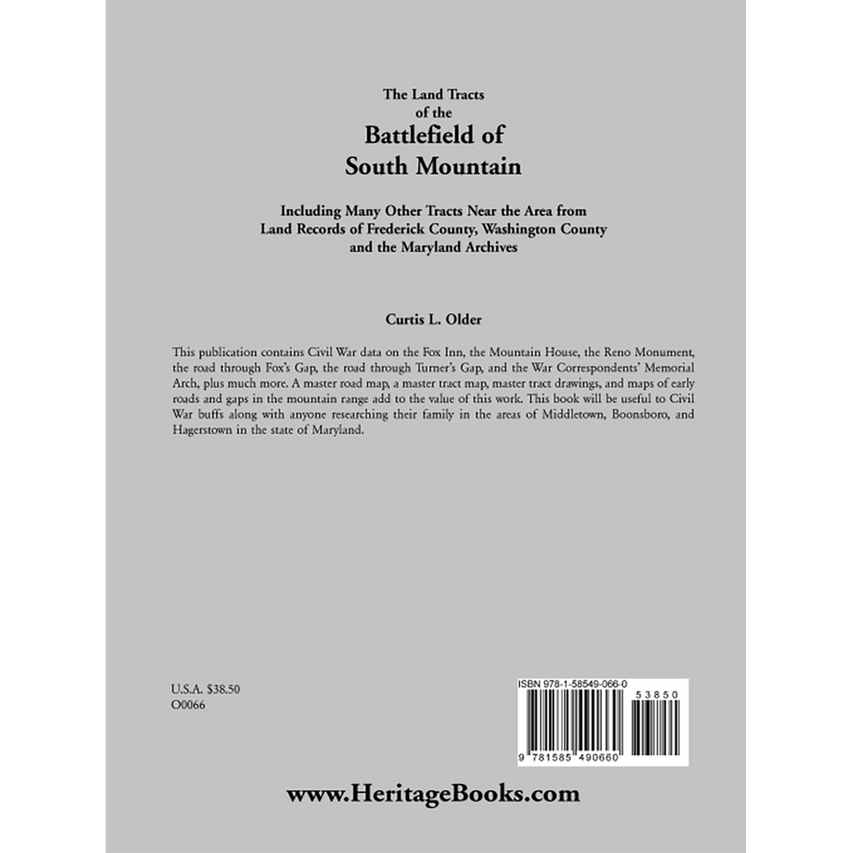 The Land Tracts of the Battlefield of South Mountain back cover