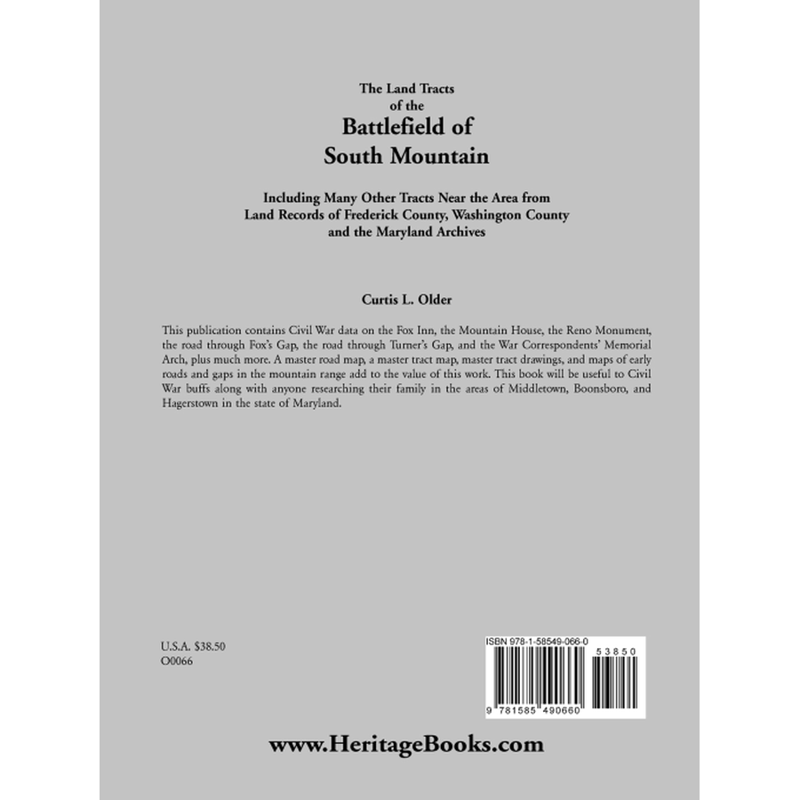 back cover of The Land Tracts of the Battlefield of South Mountain