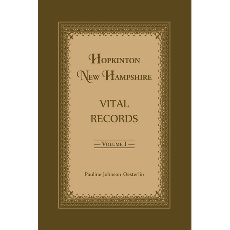 Hopkinton, New Hampshire, Vital Records, Volume 1 [cloth]