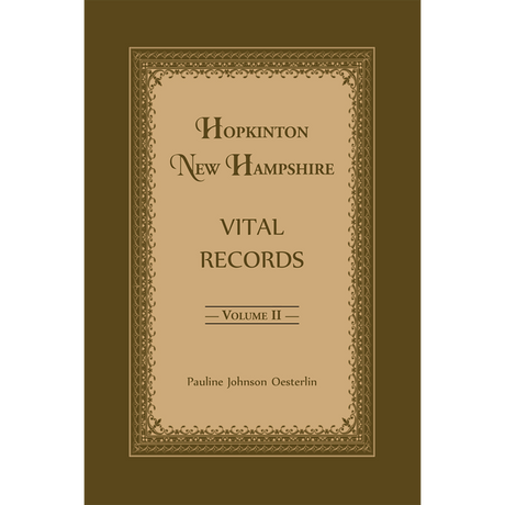 Hopkinton, New Hampshire, Vital Records, Volume 2 [cloth]