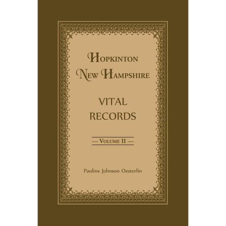 Hopkinton, New Hampshire, Vital Records, Volume 2 [cloth]
