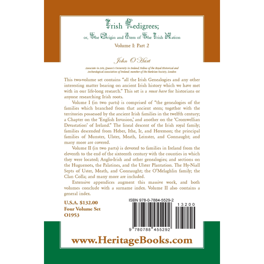 Irish Pedigrees; or, The Origin and Stem of The Irish Nation, Volume 1, Part 2 back cover