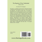 The Register of New Netherlands, 1626-1674 back cover