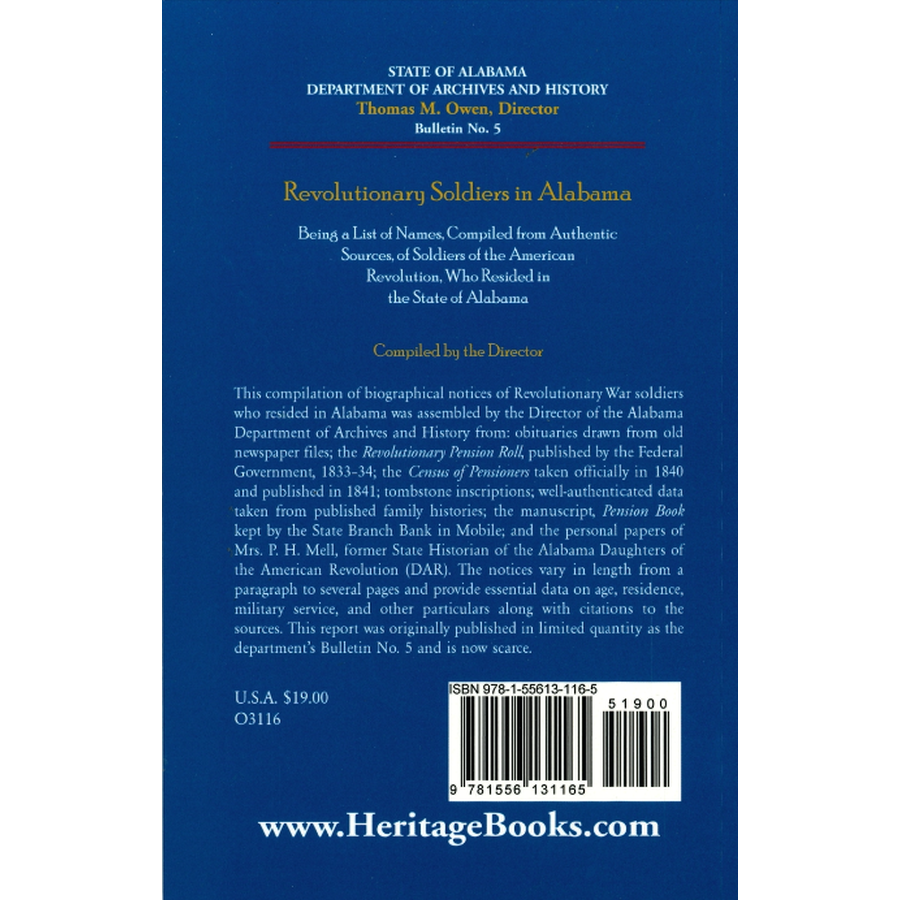 Revolutionary Soldiers in Alabama back cover