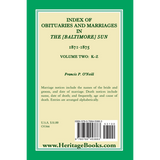Index of Obituaries and Marriages in The (Baltimore) Sun, 1871-1875, K-Z back cover