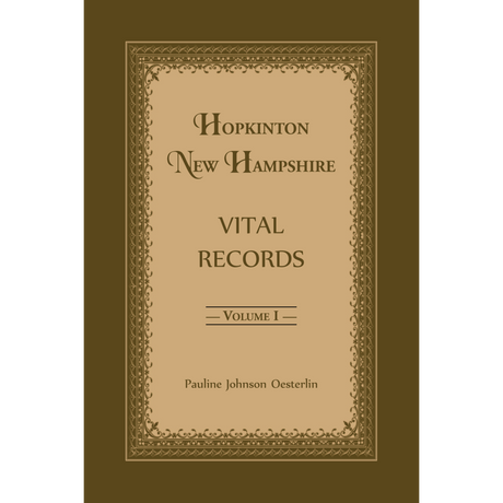 Hopkinton, New Hampshire, Vital Records, Volume 1 [paper]