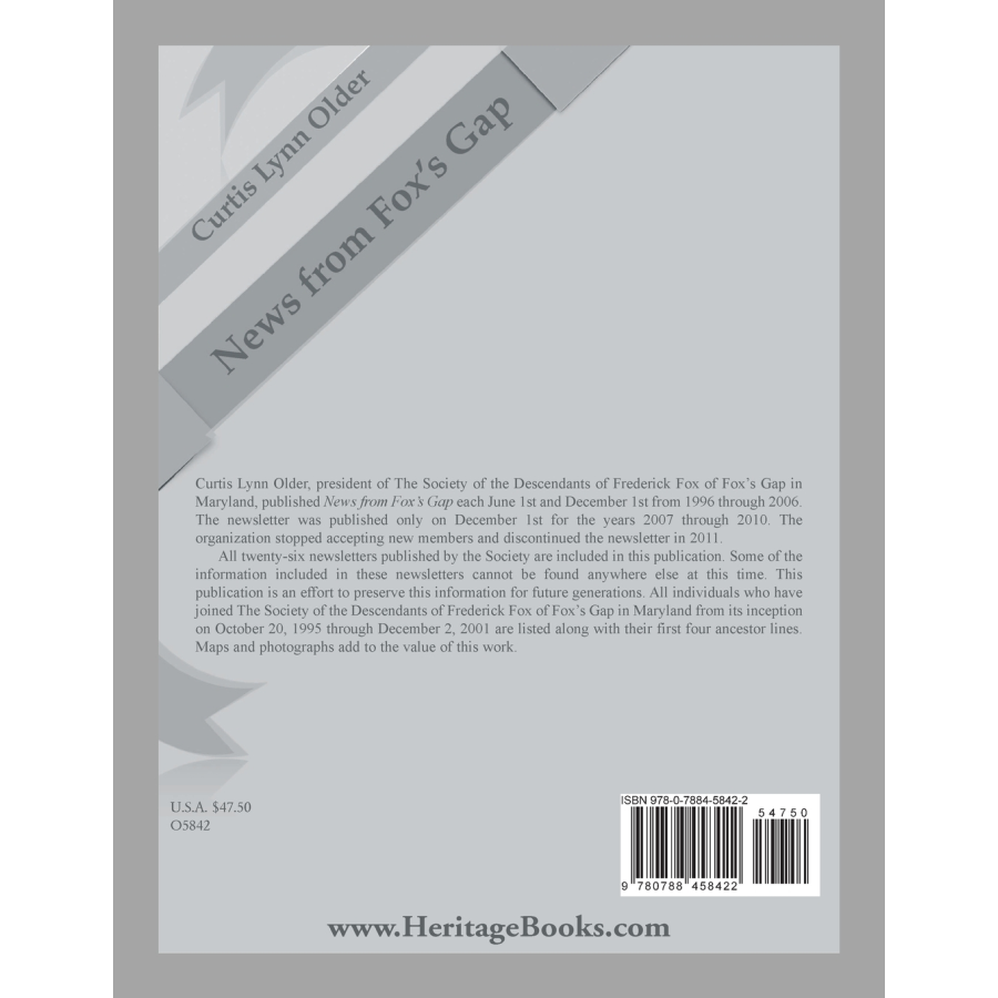 News from Fox's Gap [Maryland] back cover