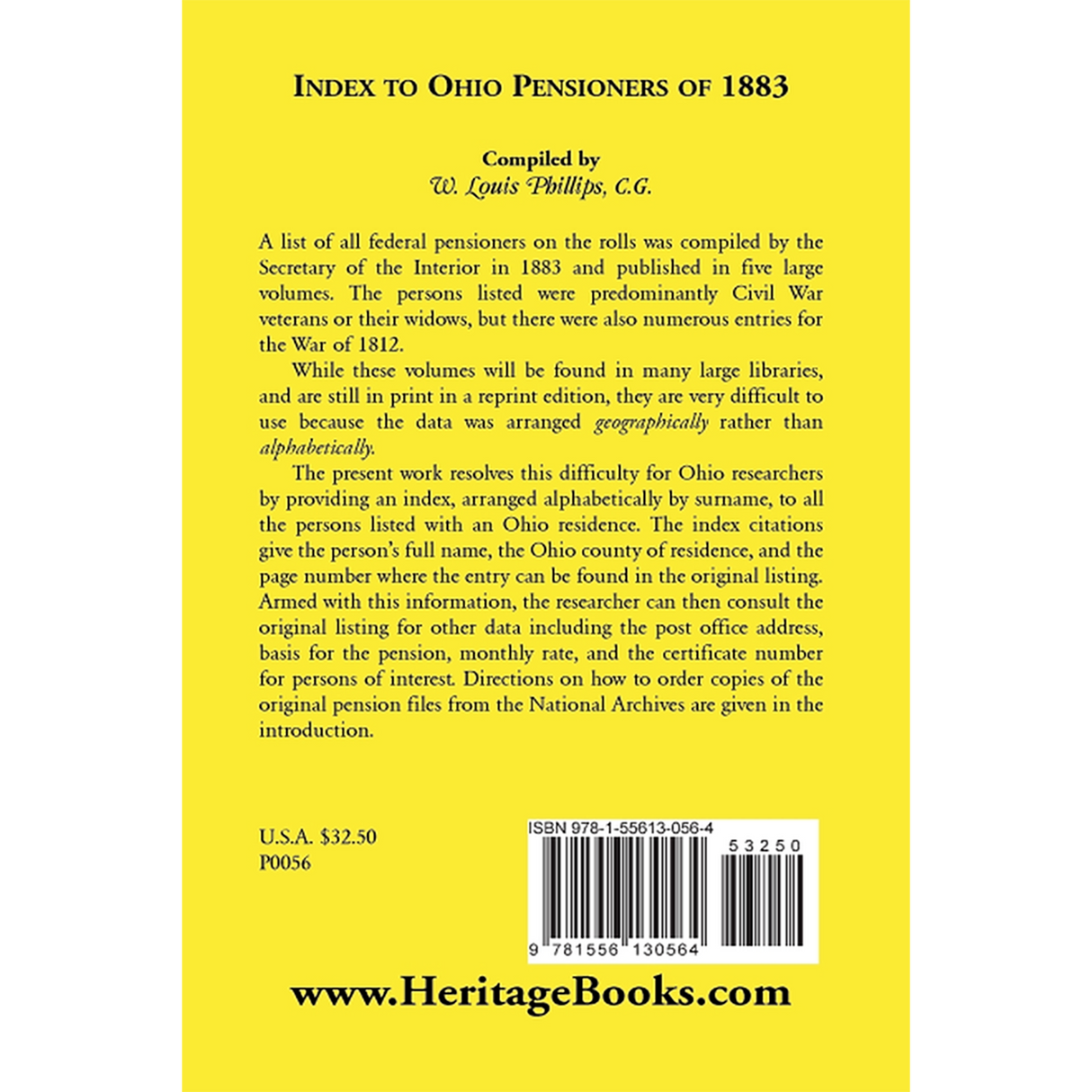 Index to Ohio Pensioners of 1883 back cover