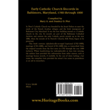 Early Catholic Church Records in Baltimore, Maryland, 1782-1800 back cover