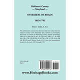 Baltimore County, Maryland Overseers of Roads, 1693-1793 back cover