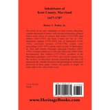 Inhabitants of Kent County, Maryland, 1637-1787 back cover