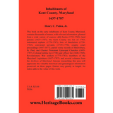Inhabitants of Kent County, Maryland, 1637-1787 back cover