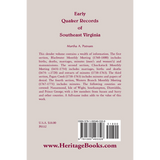 Early Quaker Records of Southeast Virginia back cover