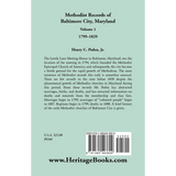 Methodist Records of Baltimore City, Maryland, Volume 1, 1799-1829 back cover