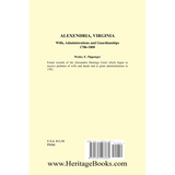 Alexandria, Virginia Wills, Administrations and Guardianships, 1786-1800 back cover