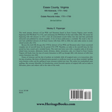Essex County, Virginia Will Abstracts, 1751-1842 and Estate Records Index, 1751-1799 back cover