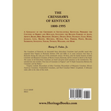 The Crenshaws of Kentucky, 1800-1995 back cover