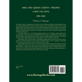 King and Queen County, Virginia Land Tax Lists, 1782-1807 back cover